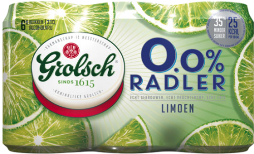 Grolsch 0.0% Radler Limoen set van 6 blikjes a 0,33 liter  Grolsch 0.0% Radler Limoen set van 6 blikjes a 0,33 liter
